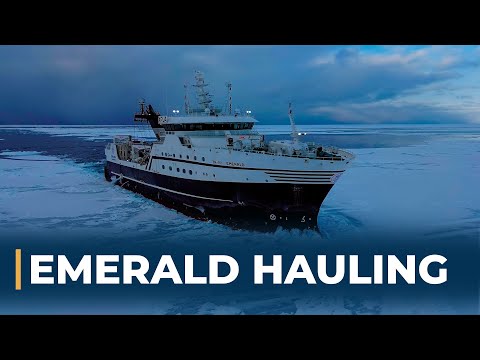 Emerald Hauling and Setting Triple Trawls / Fishing For Prawns In The Barents Sea