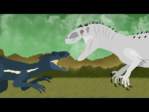 Dinosaurs cartoons battles: Indoraptor vs Indominus Rex. DinoMania