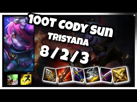 100T Cody Sun Tristana BOT (8/2/3) vs CAITLYN Gameplay Replay - Patch 10.19