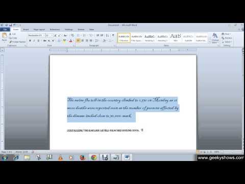 Microsoft Office Word 2010 Change Font Font Size Font Color