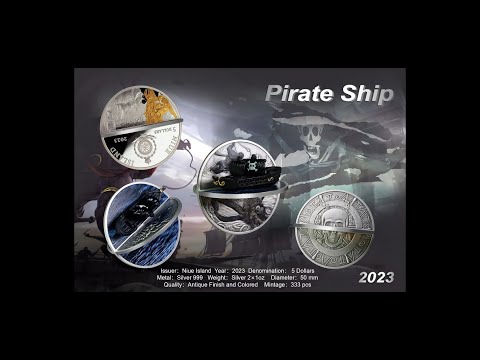 PIRATE SHIP 2023 2 oz Pure Silver Coin with 3D Insert of Ship – Niue