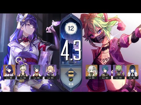 C1 Raiden Overload & C4 Kuki Hyperbloom - 4.3 Spiral Abyss - Genshin Impact