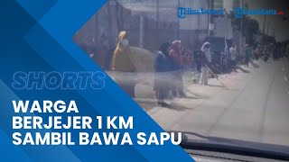 Viral Video Warga Berjejer 1 Km di Tepi Jalur Mudik Pantura Sambil Bawa Sapu, Disebut Tradisi Lokal