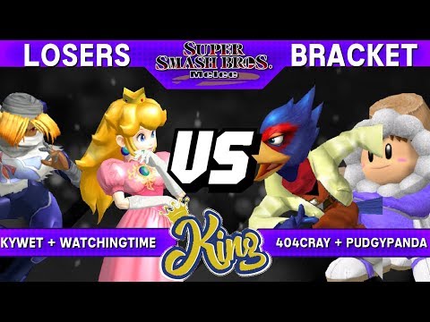 Smash Melee - Kywet + WatchingTime (Peach / Sheik) vs 404Cray + PudgyPanda (Falco / ICs) - King