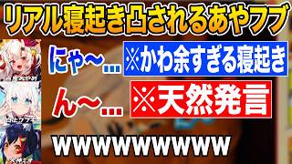 朝5時半に寝起き凸される2人の寝起きが可愛すぎて笑いを抑えられない大神ミオ【ホロライブ 切り抜き】百鬼あやめ 白上フブキ