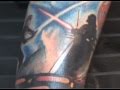 Star Wars lightsaber battle tattoo 