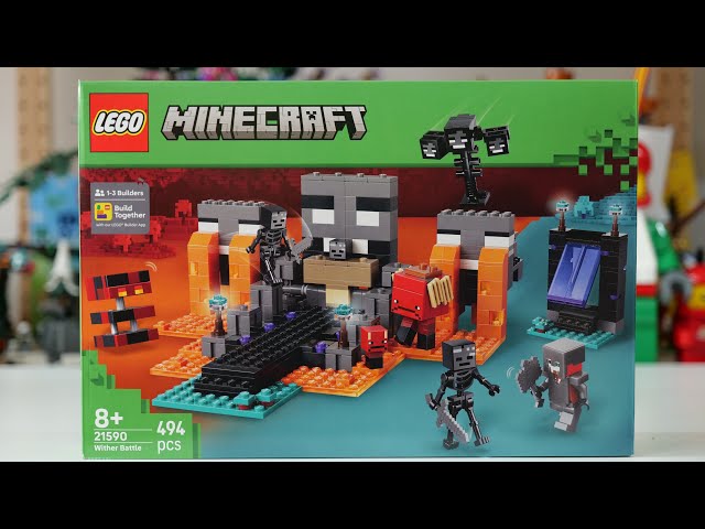 Vídeo relacionado con LEGO Minecraft La Batalla Contra el Wither - Juguete Interactivo con Figuras de Guerrero Carmesí, Lavagante, Cubo de Magma y 2 Esqueletos de Wither - Regalo Gamer para Niños y Niñas de 8+ Años - 21590