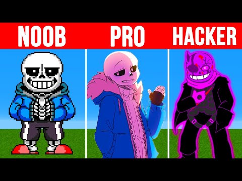 Pixel Art Sans Undertale NOOB vs PRO vs Hacker in Minecraft