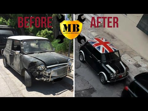 Mini cooper '71 antique restoration car classic.