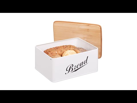 Brotkasten mit Bambusdeckel Schwarz - Braun - Weiß - Bambus - Metall - 31 x 14 x 24 cm