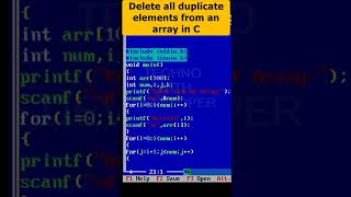 Delete Duplicate Elements From An Array In C Part 122 | C Programming #ytshorts #youtubeshorts