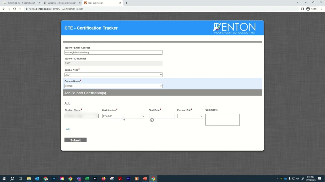 How to Enter a CTE Certification