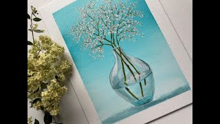 Glass vase with flower stems