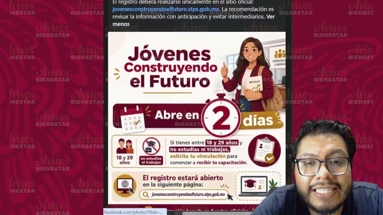 ¡FALTAN 2 DÍAS! para el registro al programa de jóvenes construyendo el futuro, QUE NO SE TE PASE