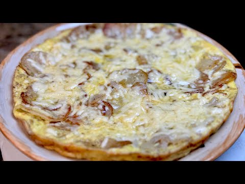 TORTA DE HUEVOS CON PAPAS Y QUESO ESTILO TORTILLA ESPAÑOLA. DESAYUNO. ALMUERZO. COMIDA MEXICANA