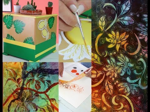 ManosalaObraTv Programa 71  - Macetero de madera Hojas Ananas - Tecnicas Mixtas sobre Papel