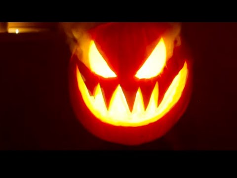 Headless Horseman Carves Pumpkin Head - Happy Halloween