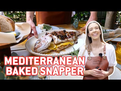 Mediterranean Baked Snapper with Green Olive and Sundried Tomato on the Weber Q