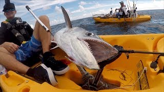 WATCH YOUR Feet With These RAZOR SHARP Teeth! GIANT King Mackerel-Deep Blue Kayak Fishing Charters