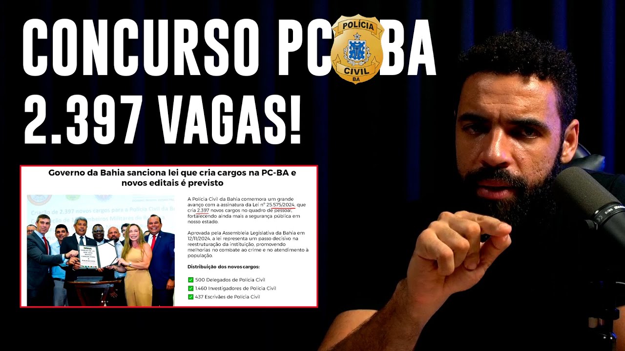 Concurso PCBA: governo sanciona lei que cria 2.397 vagas!