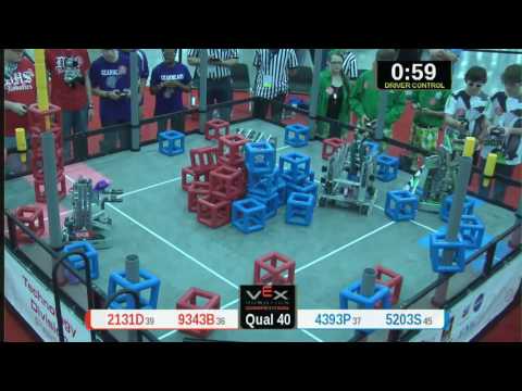 2015 VRC Tech Q40 - 2131D 9343B vs 4393P 5203S - 76 to 41 - VEX Worlds 2015 - Technology Division