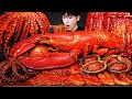 ASMR MUKBANG Homemade Seafood Giant Lobster Octopus FIRE Noodle Mushroom Squid Recipe