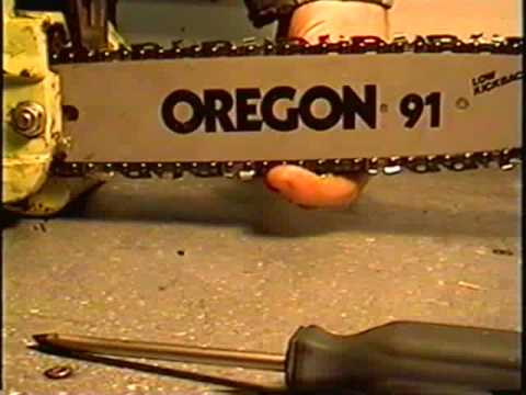 Part of a video titled HOW TO Adjust The Chain on Your Poulan Chainsaw - YouTube