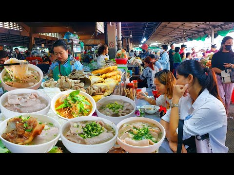 Best Noodles in Cambodia! Beef Noodle Soup, Rice Noodle, Fried Noodle, Spring Roll - Street Food