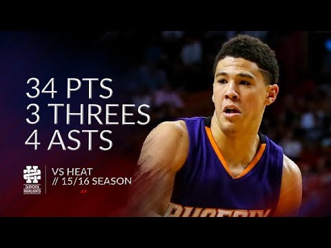 Devin Booker 34 pts 3 threes 4 asts vs Heat 15/16 season