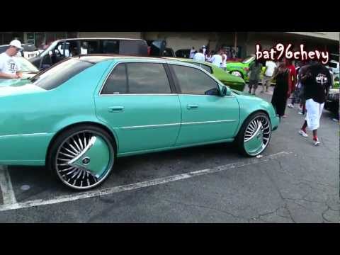 GREEN Cadillac DTS on 26" DUB Skirts Shokka Floaters - 1080p HD