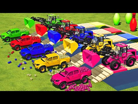 TRANSPORTING  MINI SOCCER BALLS WITH TOYOTA CARS And JCB LOADERS - Farming Simulator 2022