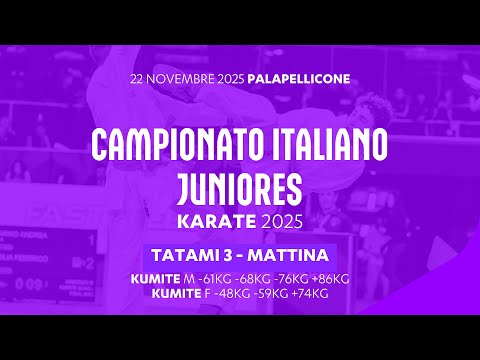 🥋 Karate 👉 Campionato Italiano Juniores #kumite 2025 ➡️ Tatami3 mattina 🟢 Day2