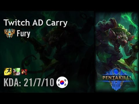 Twitch AD Carry vs Jhin - Fury - KR Challenger Patch 6.11