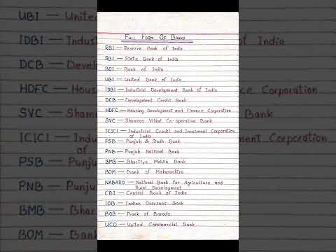 Full Form of Banks ~ RBI ,CBI ,UBI