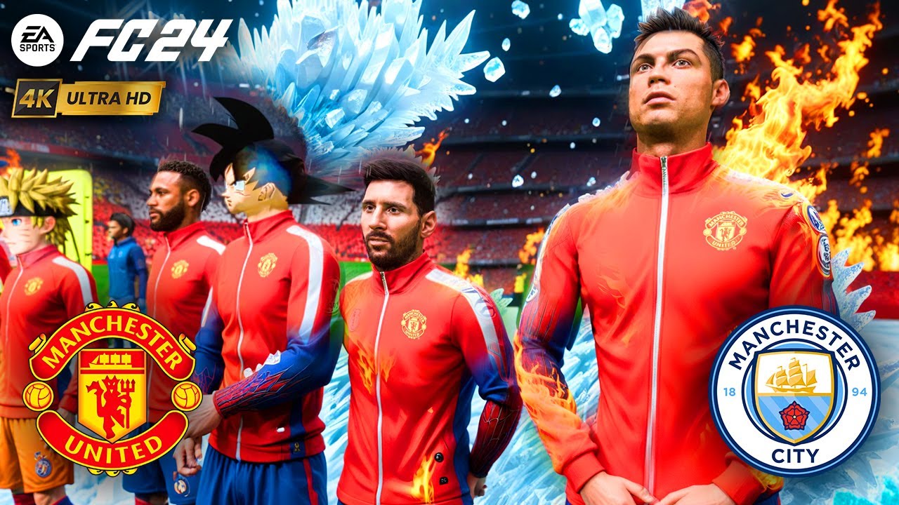 FIFA 24 - RONALDO, MESSI, SPIDER MAN ALL STARS PLAYS TOGETHER | Manchester United VS Man City