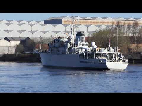 HMS Cattistock (M31) departs KGV in Glasgow for Joint Warrior 2019 [4K/UHD]