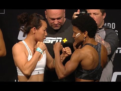 Xiaonan Yan vs. Angela Hill - Weigh-in Face-Off - (UFC 238: Cejudo vs. Moraes) - /r/WMMA