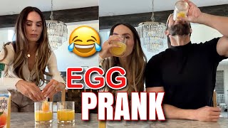 Putting an Egg in Husband's Orange Juice Prank! *HILARIOUS*