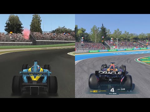 Evolution of Acque Minerali Corner at Imola in F1 Racing Games (1995 - 2025)