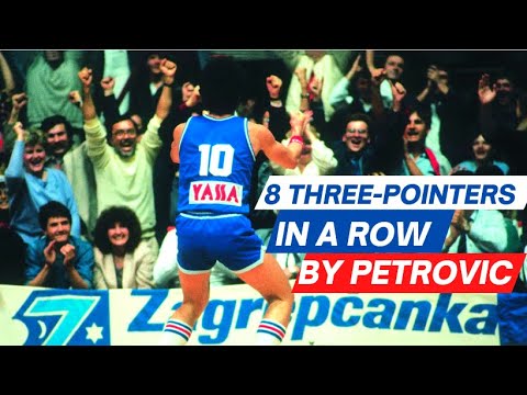 Drazen Petrovic - 8 Three Pointers in a Row VS Limoges - EuroCup 1986