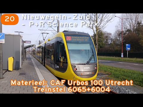 Rit met de U-OV Urbos 100 #6065+6004 op tramlijn 20 van Nieuwegein-Zuid naar P+R Science Park