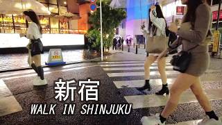 雨の大久保公園・夜の新宿歌舞伎町をお散歩！衝撃！強風でミニスカート美女のハプニング！Relaxing Walk in Japan Tokyo Night Rain Shinjuku Kabukicho