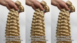 lovebeautywig | 26inch 613 Blonde Deep Wave Bundles Human Hair#bundledeals #blondehairbundles