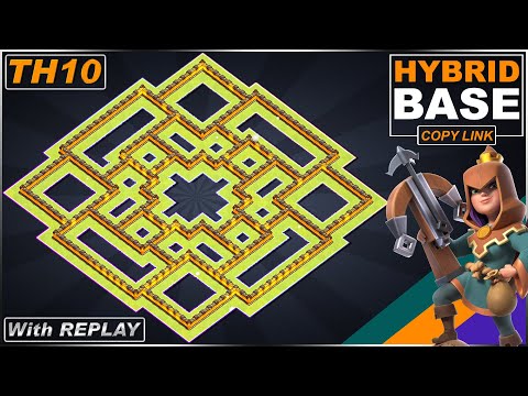 NEW TH10 HYBRID (FARMING/TROPHY) Base with REPLAY 2021!! TH10 base COPY LINK - Clash of Clans