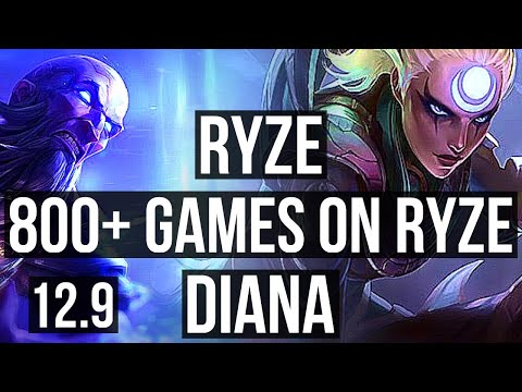 RYZE vs DIANA (MID) | 1.4M mastery, 800+ games | EUW Grandmaster | 12.9