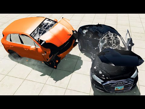 200 km/h 124mph Crash Tests with Real Car Mods - BeamNG Drive Crashes