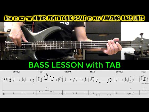 BASS Pentatonic Scale Fills LESSON TUTORIAL with TAB | How To Play ELECTRIC BASS