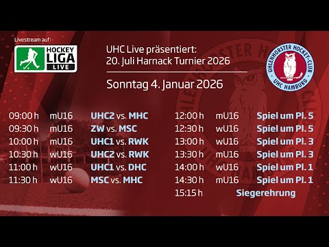 UHC Live - 20. Juli Harnack Turnier - wU16/mU16 Sonntag, 4. Januar 2026 ab 9:00 h