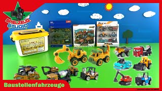 Baustellenfahrzeuge Spielzeug Video für Kinder – Bagger, Kipplaster, Betonmischer auf Deutsch