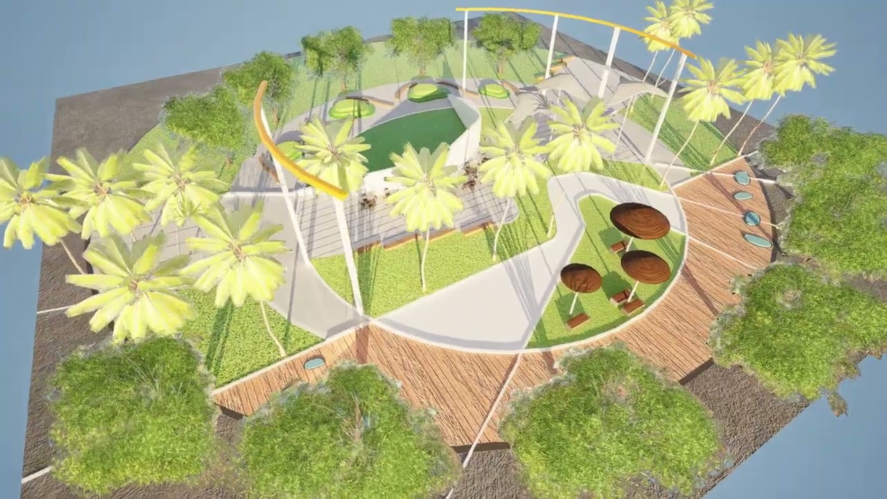 Punto di riferimento del paesaggio del parco low-poly 3D Modello 3D